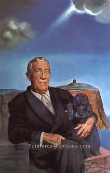 Portrait de Chester Dale et son chien Coco 1958 surréalisme Peintures à l'huile